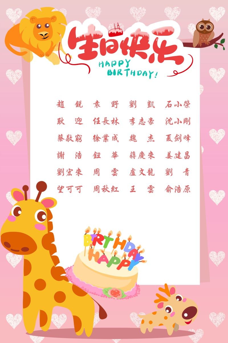 【生日祝福】恭祝08月生日的員工生日快樂！